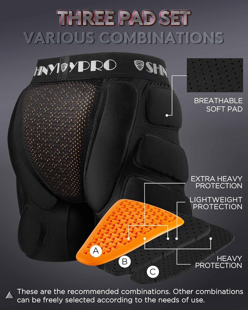 SHINYPRO Protective Padded Shorts for Snowboard and Skate CE Level 2 Butt and Tailbone Heavy Duty Protection - Image 2
